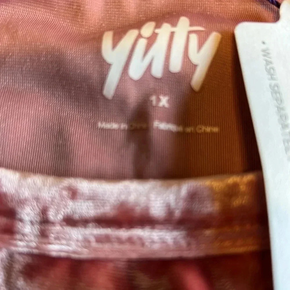 Yitty Plusshy Shaping Top Pink Velour Velvet Crop Top Long Sleeve 1X Barbie - Picture 8 of 10